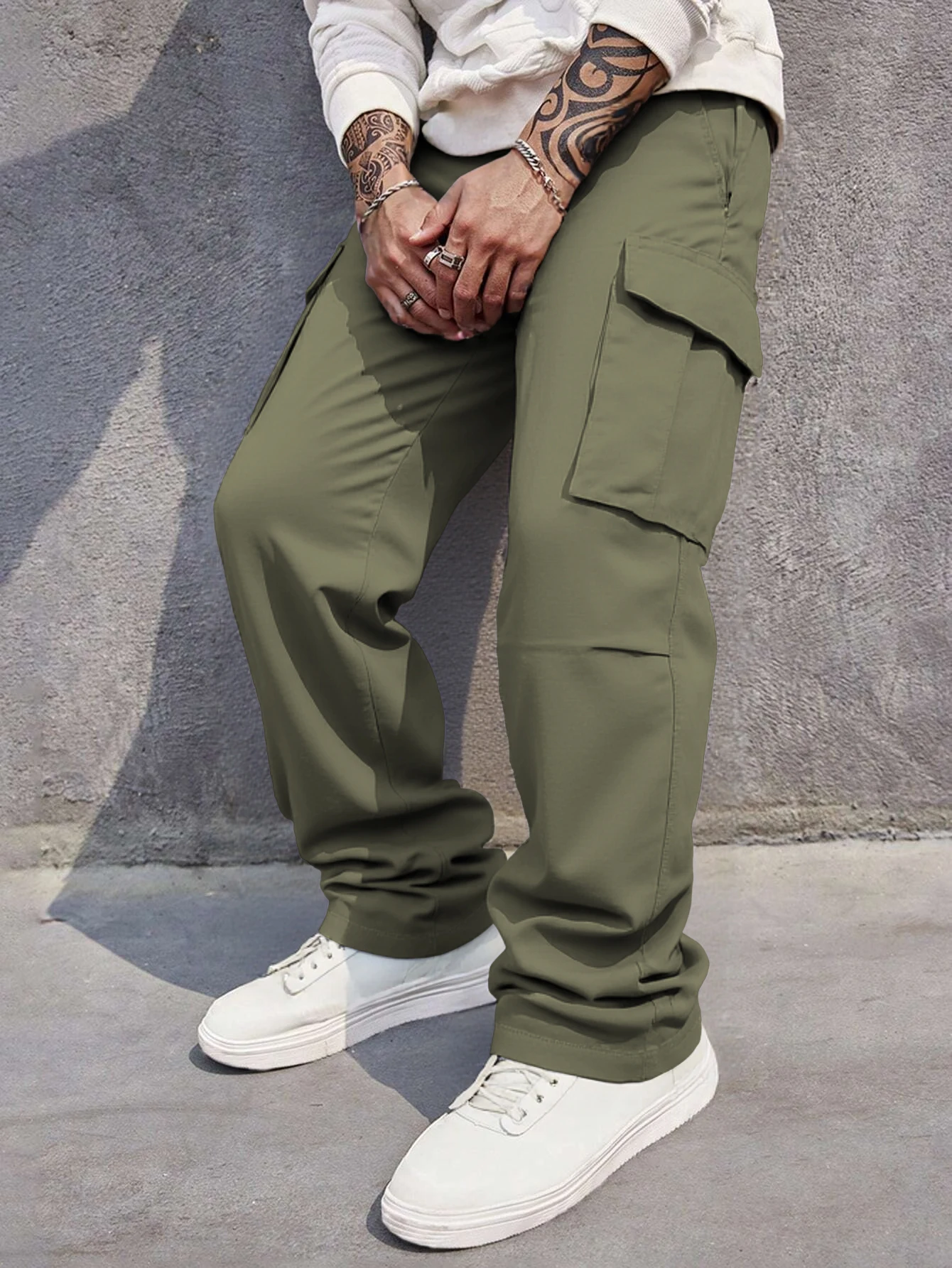 3D Pockets, Street-bombing Workwear, Trendy Functional Lacing, Loose-fitting Casual Pants, Men's Straight-cut Fashion