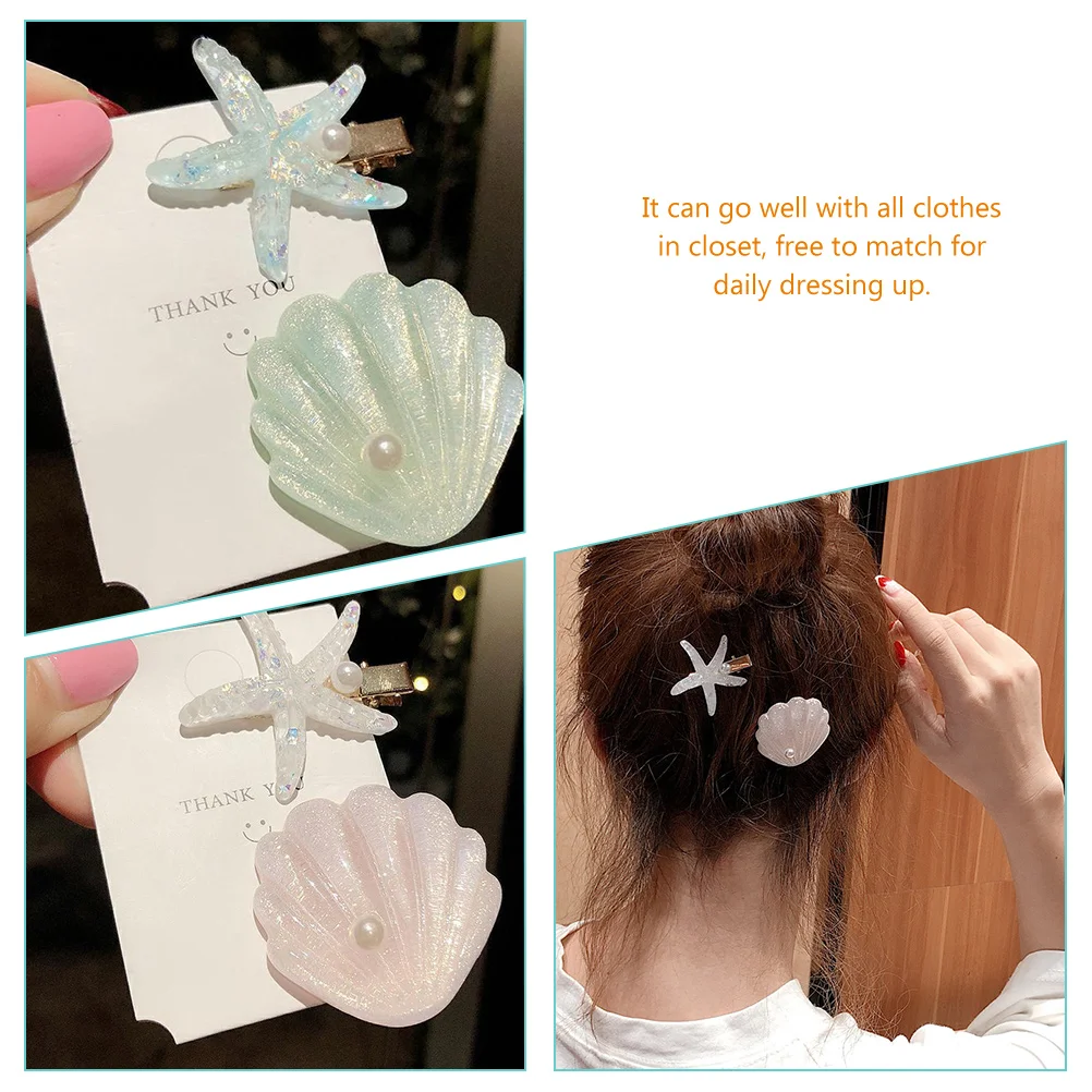 

Seashell Hair Clip Set Little Girl Accessories Mermaid Accessory Iridescent Clips