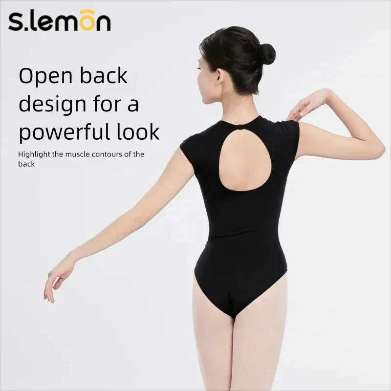 S.lemon الكبار راقصة الباليه قصيرة الأكمام ساحة الرقبة الرقص ارتداءها الدانتيل الباليه ثياب للأطفال فتاة الرقص النساء Dancewear #2