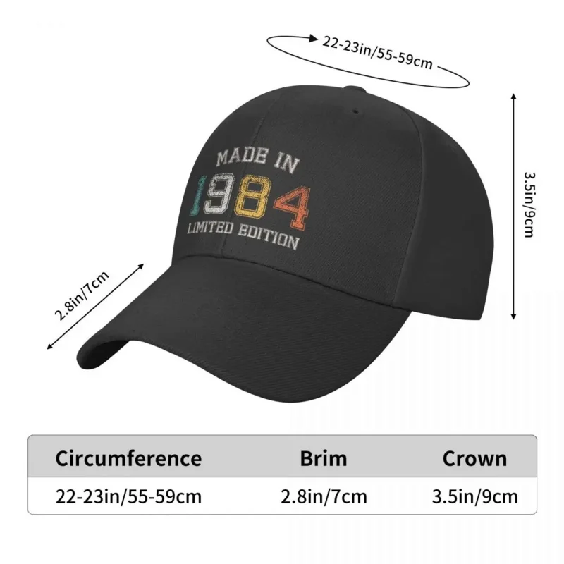 Born In 1984 Baseball Cap Outdoor Men Women\'s Adjustable Made in 1984 Birthday Gift Dad Hat Autumn Summer Spring Hats