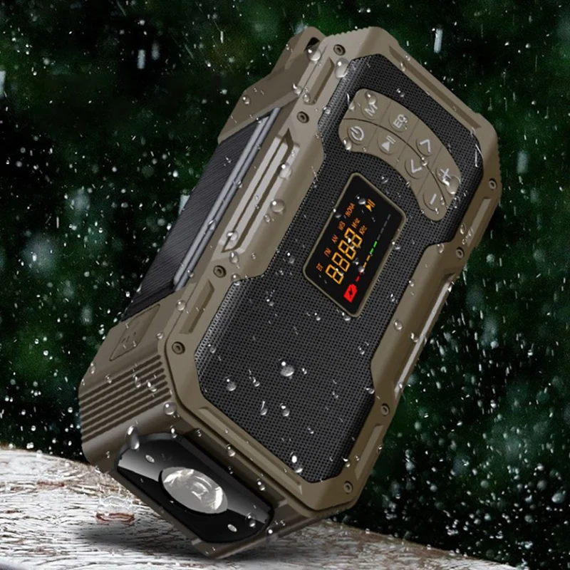 Weerradio's voor noodgevallen Handslinger Zonne-Bluetooth-luidspreker Draagbare AM FM-radio 5000mAh Werkt op batterijen Waterdicht Gemakkelijk te gebruiken