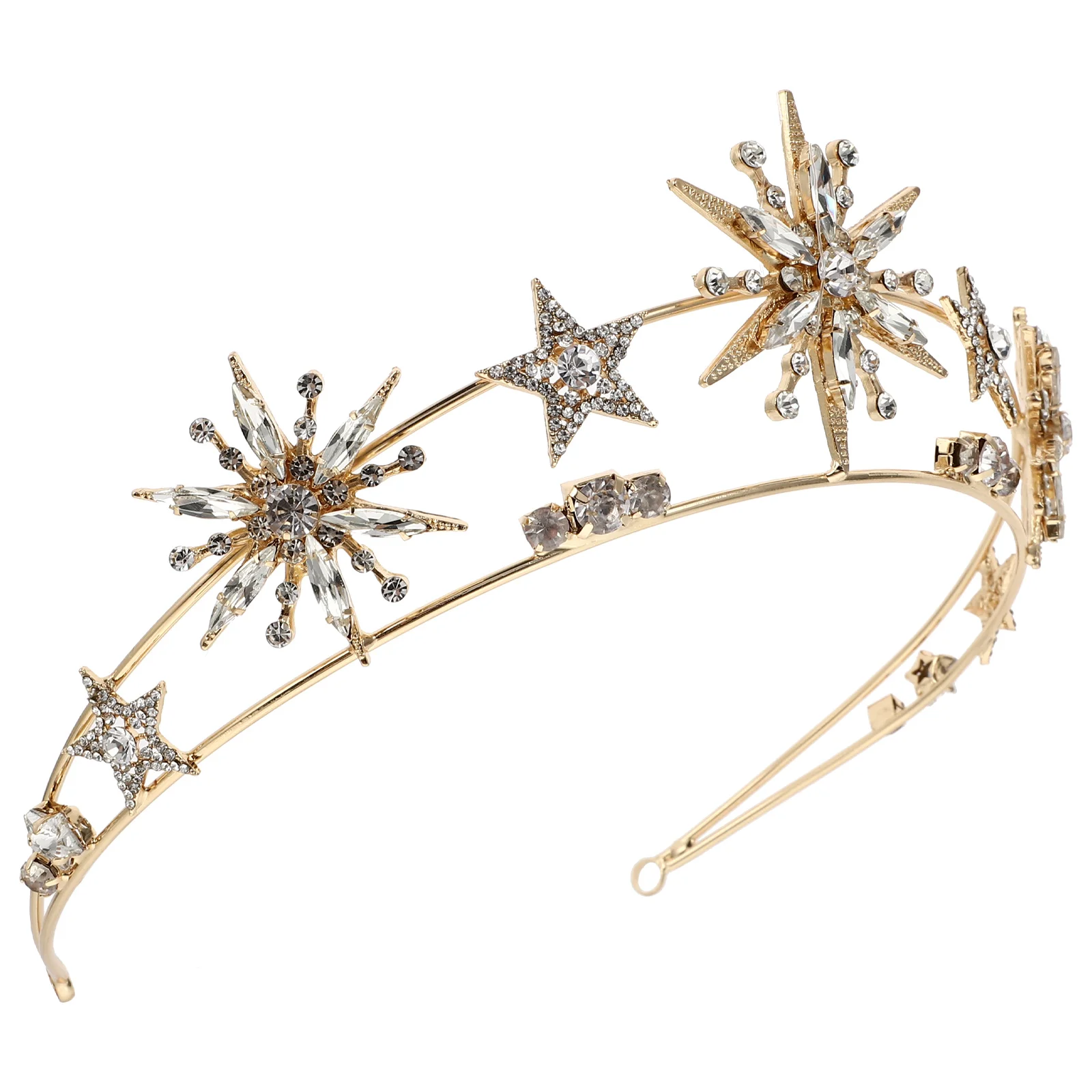 

Wedding Decor Tiara Delicate Bride Crown Star Hair Accessories Girl Headdress Golden Exquisite Women's