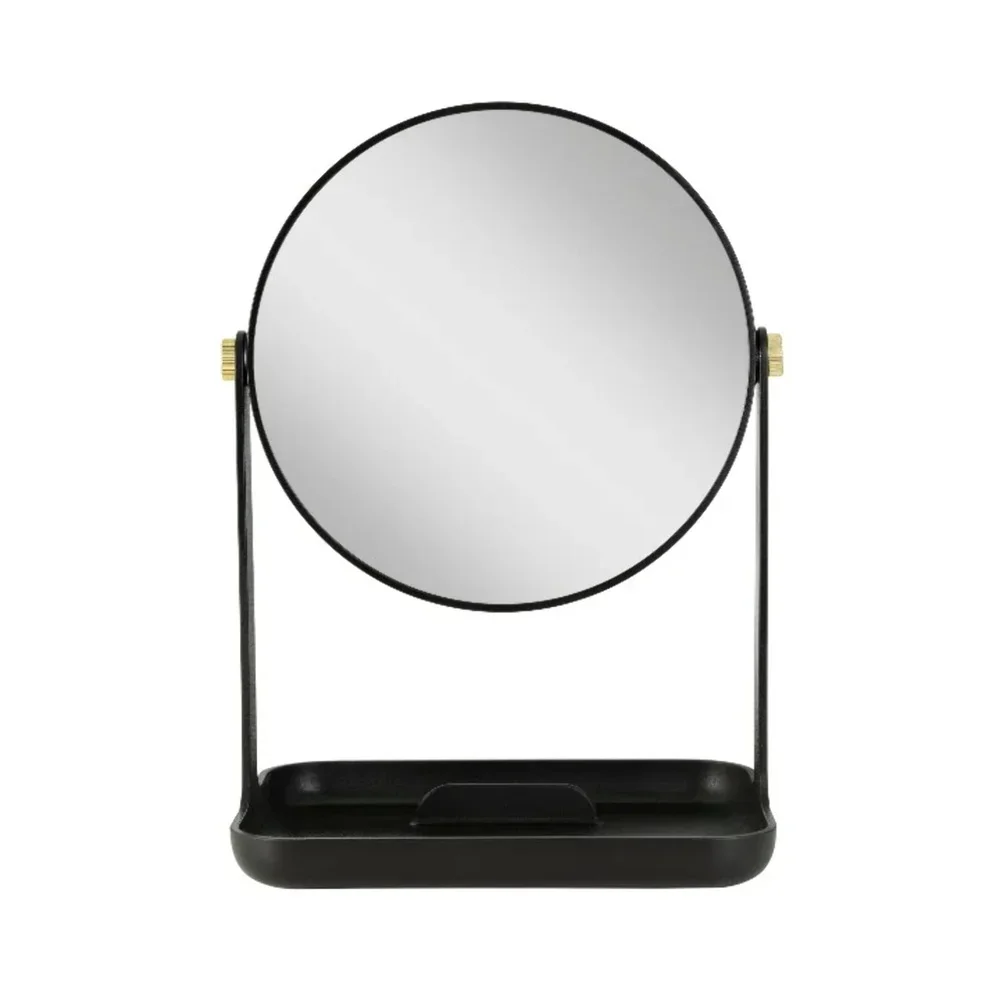 5X 1X Dual Magnification Makeup Mirror with Accessory Tray Phone Holder 360 Degree Rotation Crystal Clear Reflection Vanity