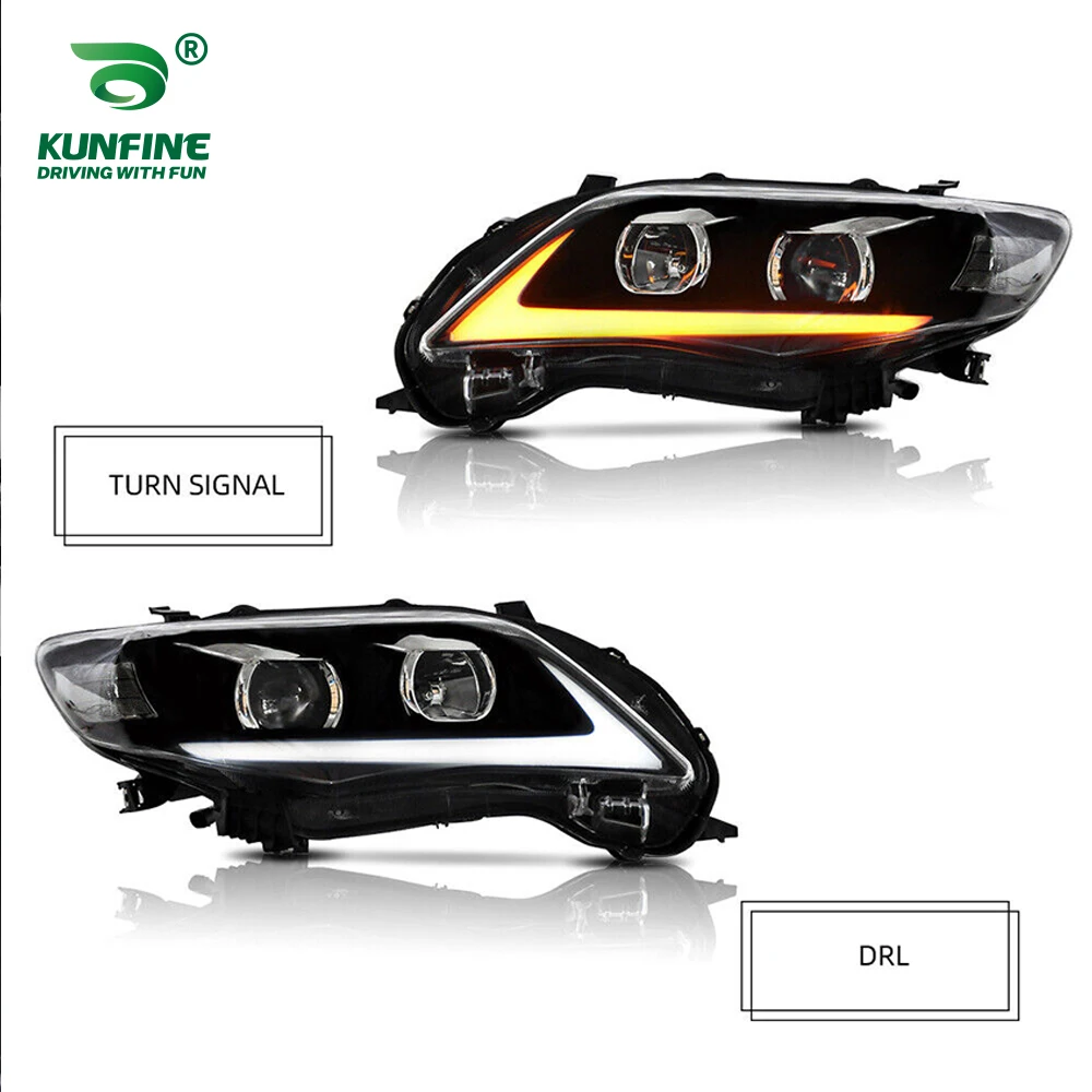 Pair Of Car Headlight Assembly For TOYOTA COROLLA 2011- Tuning Headlight Lamp Parts Daytime Running Light Bi Xenon project lens