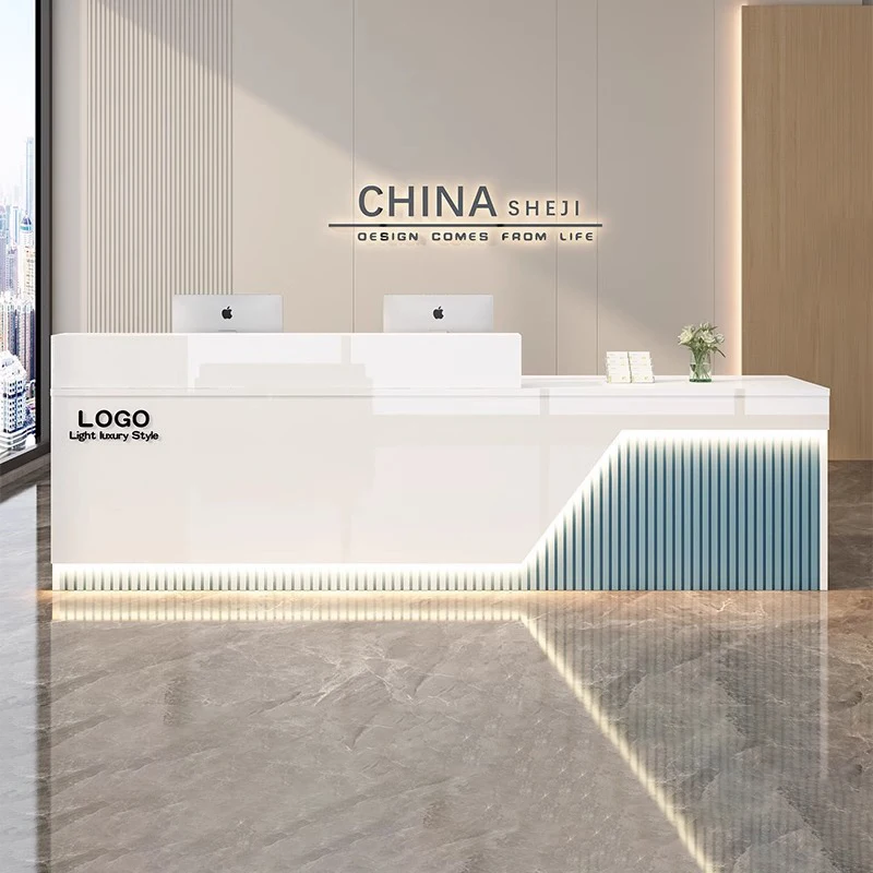 

luxury design reception counter corner beauty drawers storage salon reception desk bancone per negozio office furniture