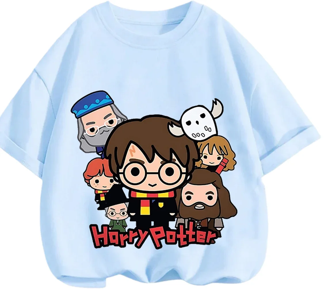 Summer Casual Crew Neck T Shirt Cute Cartoon Harry Potter Street Fashion Outdoor Leisure Kids Boys Girls 3 14 Years view 4