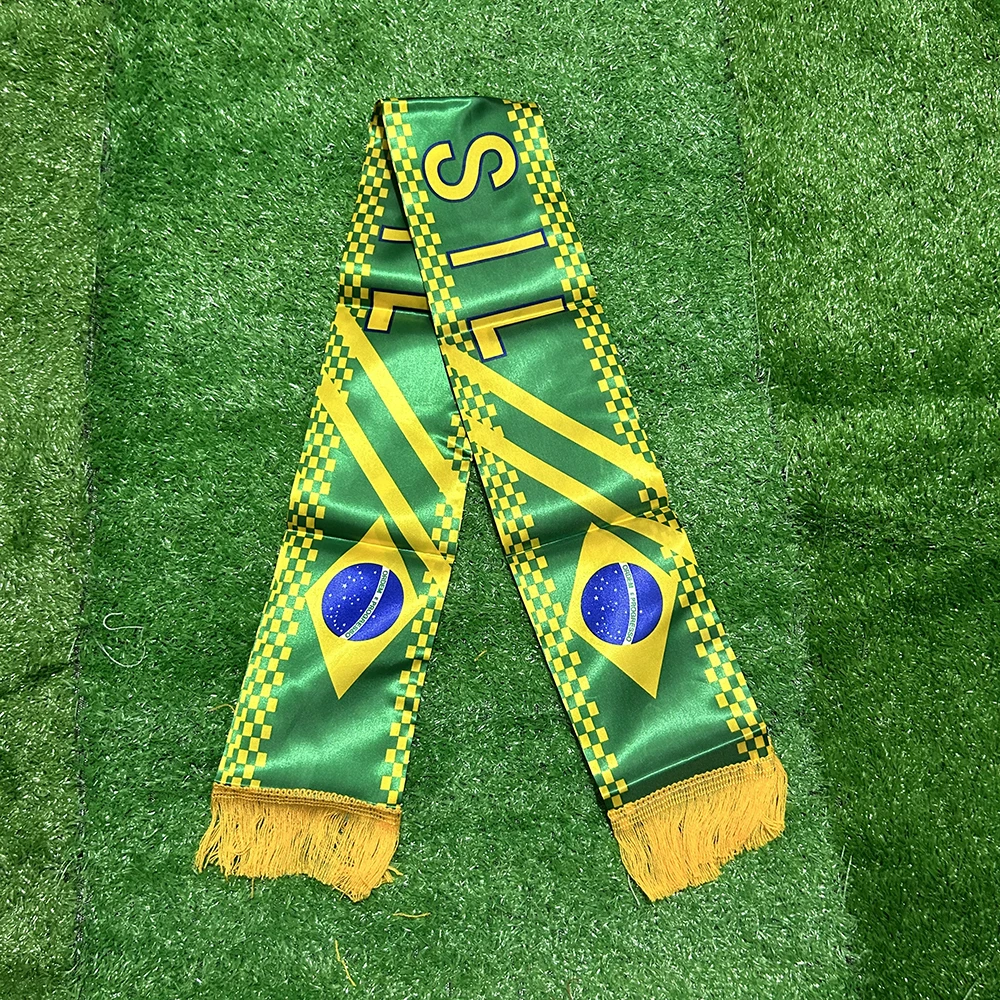 SKY FLAG Brazil scarf 14*130cm double printed Brasil flag Custom Scarf football team Scarf Printing Satin Brazil banner