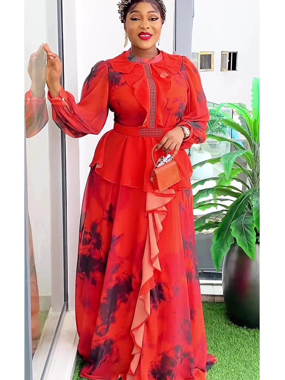 African Dresses for Women 2024 Plus Size Evening Party Long Dress Africa Clothing Elegant Turkey Muslim Print Maxi Dress