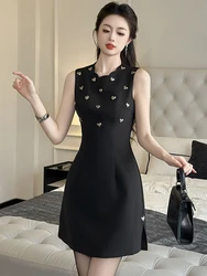 Lady Sweet Black Elegant Evening Dress Women Clothes Mujer Chic Vintage Sexy Sleeveless Slim Short Party Club Birthday Vestidos