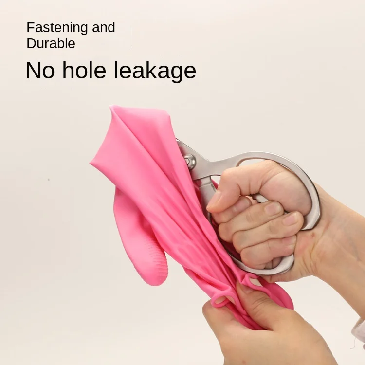 38cm Extra Thick Pink Rubber Dishwashing Gloves Extended Housework Latex Wear-resistant Gloves