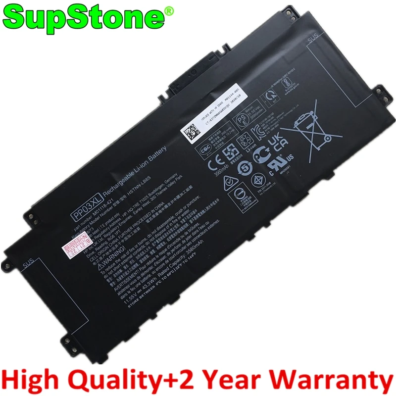 

Аккумулятор SupStone PP03XL PV03XL для HP Pavilion X360 14-DW0001NH,DV0655NG,13-BB0020NQ,M01144-005,M01118,HSTNN-LB8S,DB9X,TPN-Q244