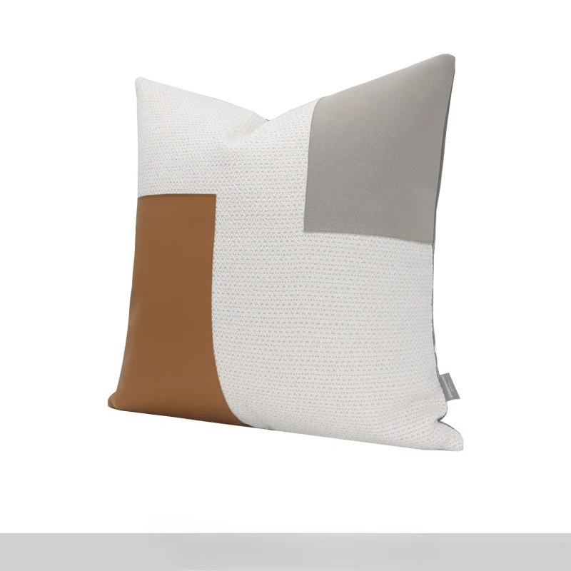 Suitable for sofa pillow simple modern light luxury orange throw pillow leather square