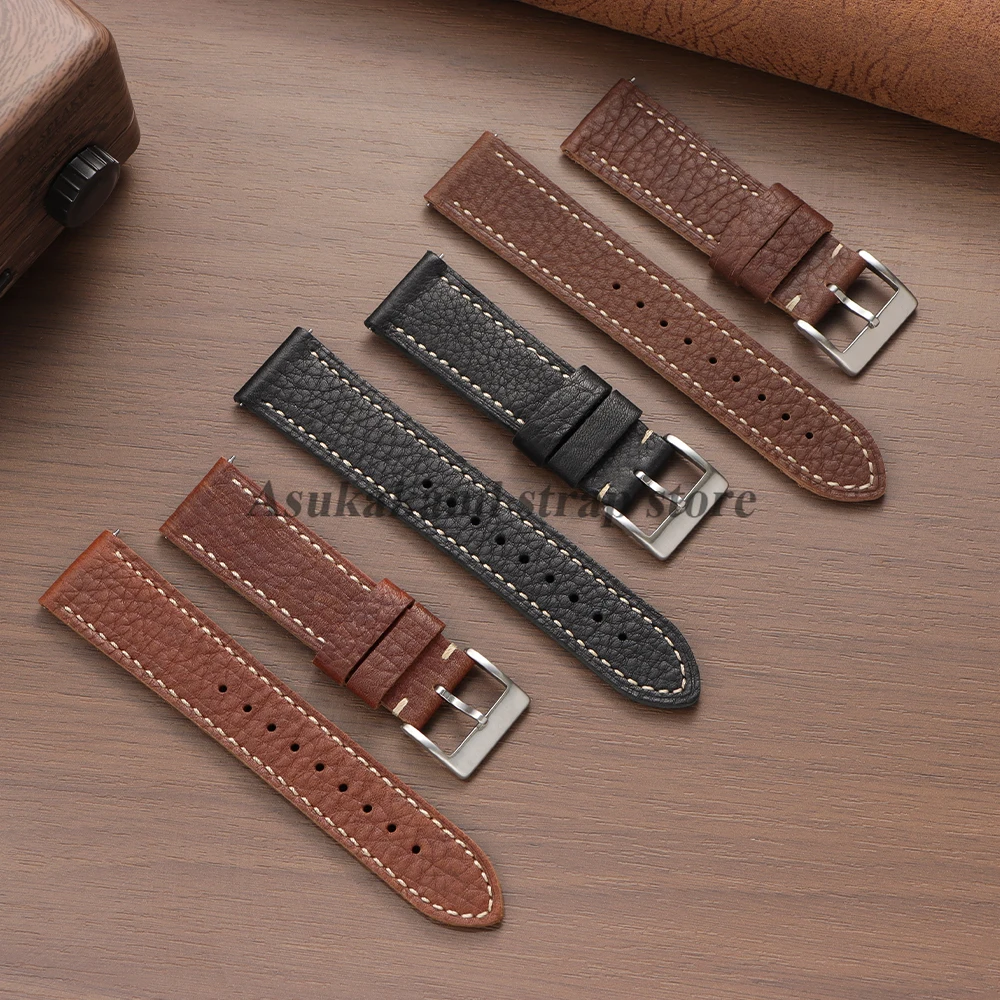 20 มม.22 มม.24 มม.นาฬิกาหนังสําหรับ Seiko สําหรับ Omega ของแท้หนังธุรกิจนาฬิกาผู้ชายสายรัดข้อมือเข็มขัดอุปกรณ์เสริม