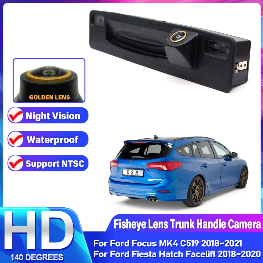 HD CCD Trunk Handle Camera For Ford Focus MK4 C519 Fiesta Hatch Facelift CCD Night Vision Backup Reverse Rear View Camera Golden