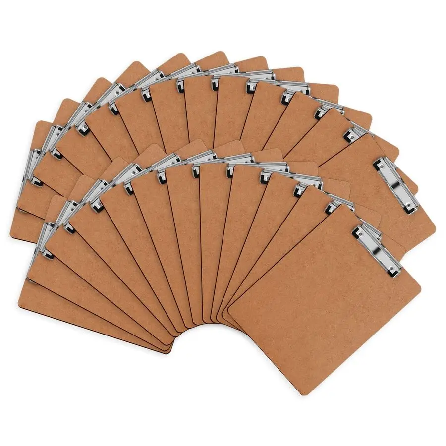 

25 Pack Hardboard Office Clipboards Low Profile Clip Standard A4 Letter Size, ECO Friendly