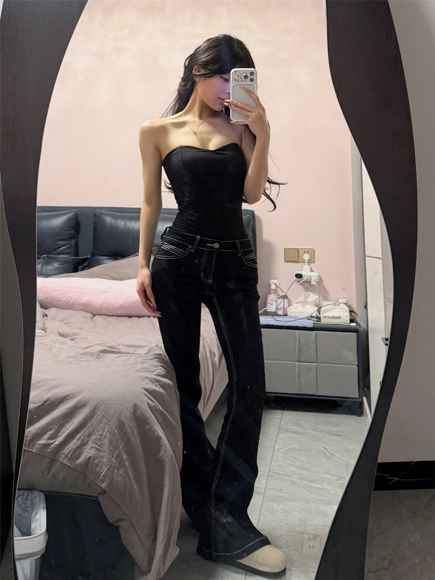 

Американские винтажные джинсы-клеш с низкой талией для женщин, весенне-осенние, облегающие, эластичные, в пол, для сексуальных девушек