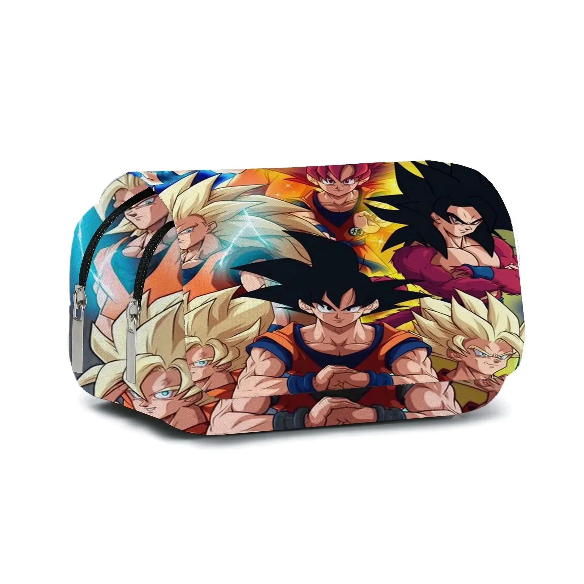 Пенал для карандашей с изображением персонажей аниме Dragon Ball Z, Гоку и Вегета, двухъярусный, сверхбольшой вместимости, нейлоновый, для школьников и студентов.