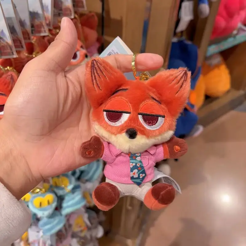재고 있음 디즈니 주토피아 2 시리즈 봉제 인형 닉 주디 폭스 핀 키체인 펜던트 부드러운 봉제 동물 영화 테마 액세서리 선물