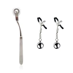 2Pcs Bondage Kit of Massager Gear and Nipple Clamp with Metal Balls for Women Couples Bdsm Restraint Set Adults Sex Toys