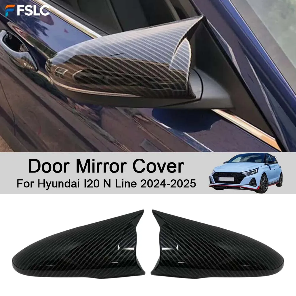 

Cars Accessories Door Mirror Cover For Hyundai I20 N Line 2024-2025 Carbon Fiber Black Car Decoration Styling Modify A Car