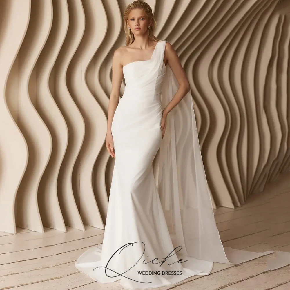 QICHE One-Shoulder-Meerjungfrau-Brautkleid mit Schnürung, maßgeschneidertes elegantes Brautkleid, Brautkleider, Robe de Mariée