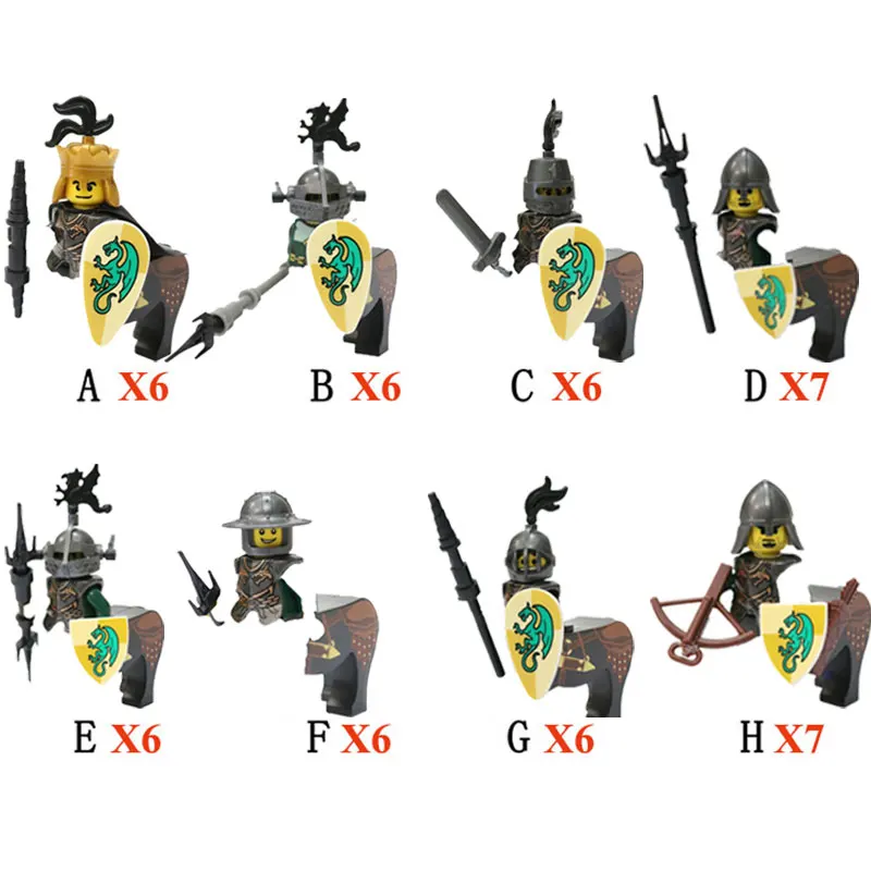 MOC Medieval Dragon Centaurs Knight Shield War Horse Action Figures Building Blocks Weapons Accessories Soldier Bricks Toys gift