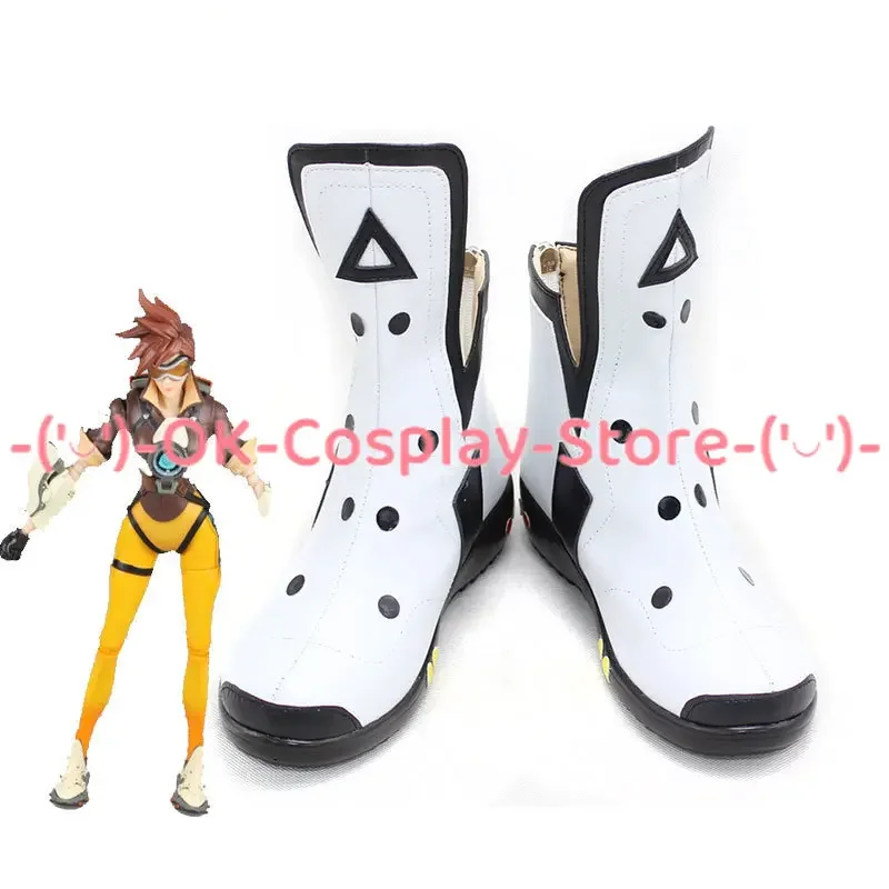 Anime Game OW Tracer Lena Oxton Cosplay PU Leather Shoes Halloween Carnival Christmas Boots Roleplay Props Custom Made