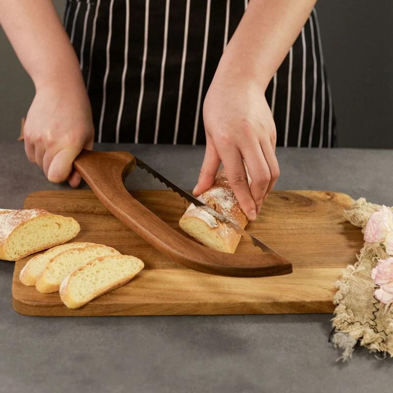 【Popular】Bread Saw Sandwich Slicer Toast Saw Anti-Bending Wooden Bread Cutter For Homemade Bread