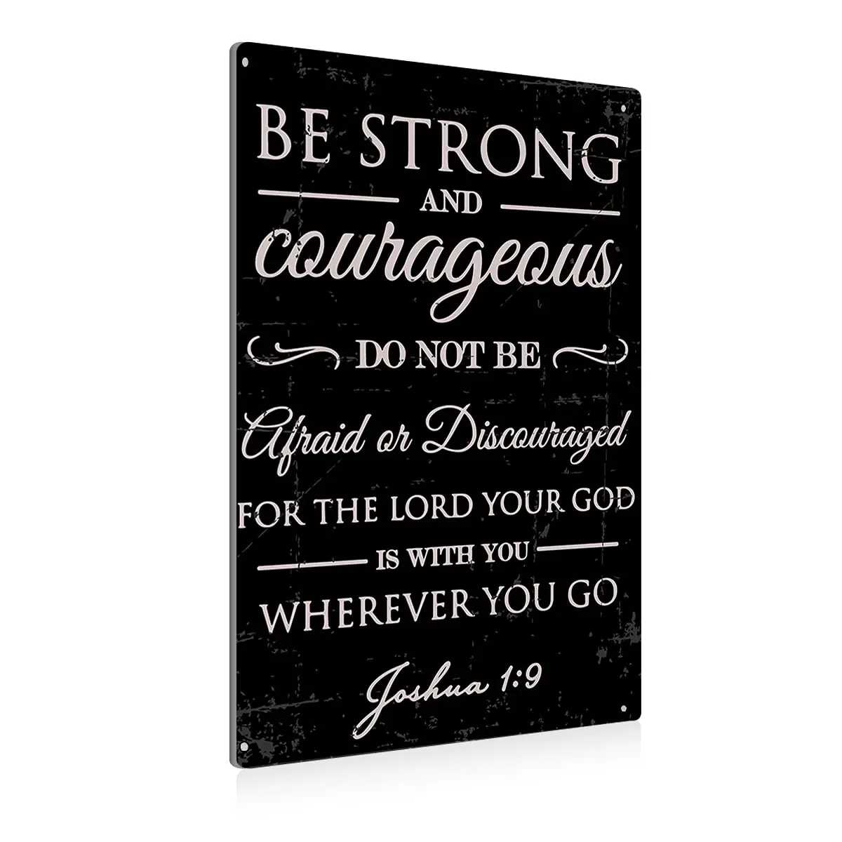 BEASTZHENG Vintage Be Strong and Courageous Panneau en métal décoratif mural avec verset biblique - Décoration chrétienne rétro pour la maison