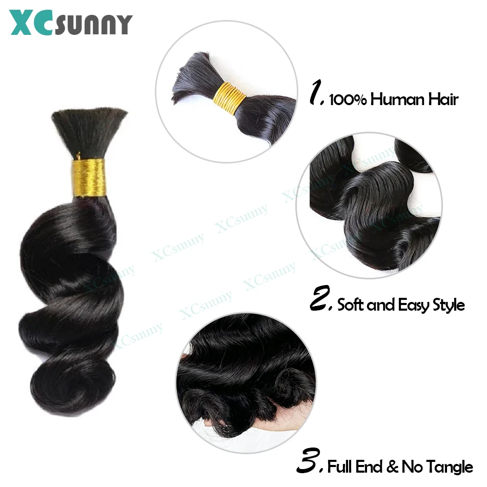 Menschliches Haar zum Flechten, lose Wellen, Boho-Zöpfe, Echthaarverlängerungen, Bündel ohne Schuss, französische Locken für Mädchen