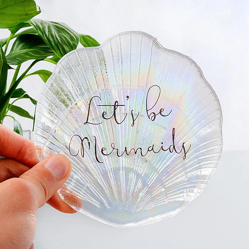 

Glass Jewelry Display Plate Shell Shape Nordic Style Earrings Display Tray Jewelry Organizer Necklace Holder Home Decoration
