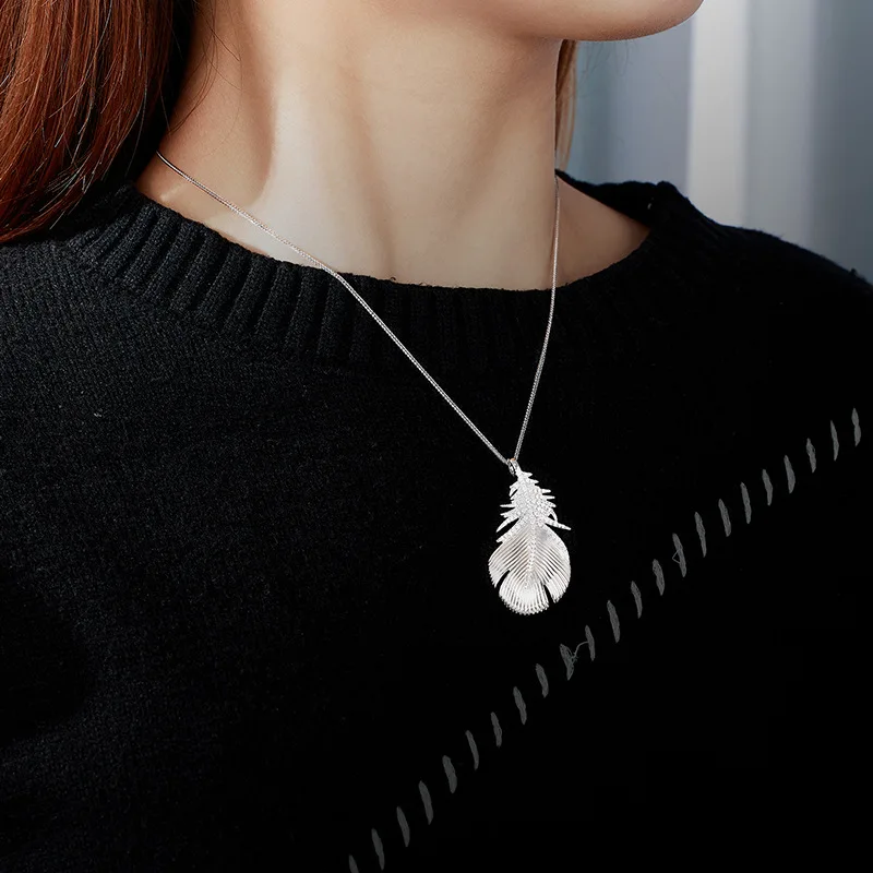 

Two Way Wing Pendant Necklace S925 Sterling Silver Adjustable Light Luxury Elegant Brooch Pin Dual Use Jewelry Gift for Women