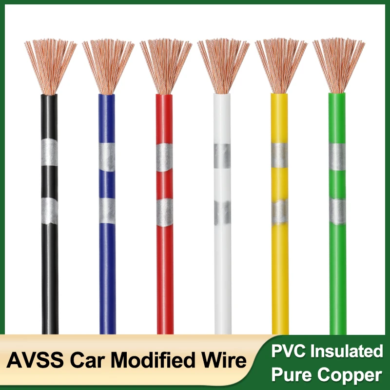 

AVSS Car Speaker Audio Cable Sq0.3mm ~ 2.5mm Thin PVC Insulated Pure Copper Wire DIY Automotive Power Cord Wire Line 5/50/100M