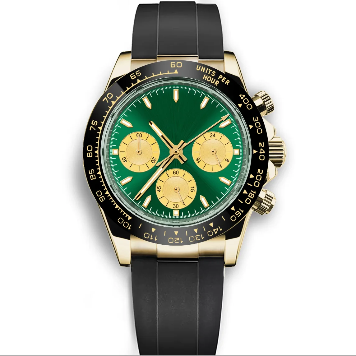 LOGO personalizzato Orologi da uomo sportivi alla moda Vetro zaffiro Orologio cronografo da uomo al quarzo Calendario Quadrante sterile Orologi da polso