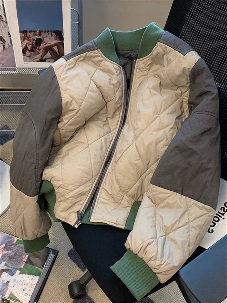 

Ретро-куртка-бомбер унисекс в американском стиле из легкого хлопка с воротником-стойкой для осени и зимы, модная уличная теплая куртка