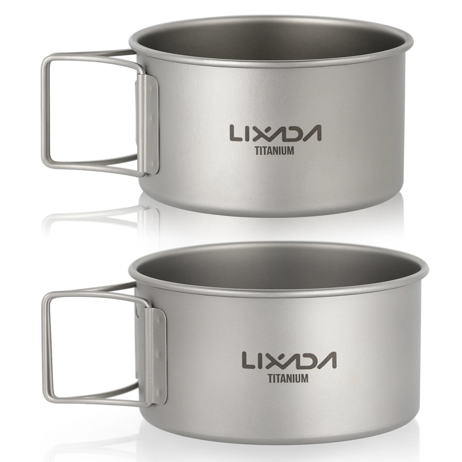 Lixada Titanium Bowl Camping Tableware with Folding Handles Dinner Food Container Outdoor Bowl for Outdoor Camping Hiking