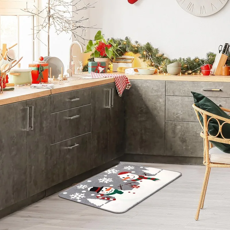 31.5 "x 19.7" عيد الميلاد الحمام البساط عدم الانزلاق الشتاء عطلة حمام حصيرة ثلج عيد الميلاد ديكور للمنزل داخلي باب المطبخ #5
