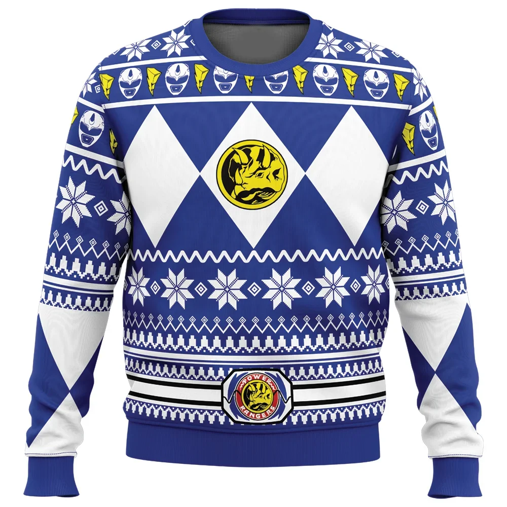 Men's and Women's Winter New Mighty Morphin Multi Color Ranger Power Ranger Ugly Christmas Sweater Christmas Party Hoodie view 6