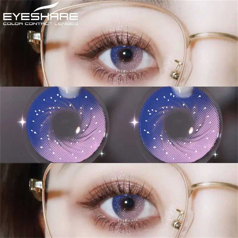 EYESHARE-Lentilles de Contact Violettes pour les Yeux, 1 Paire, Article de Couleur Rose, Y2K, pour les Yeux Naturels, Annuel