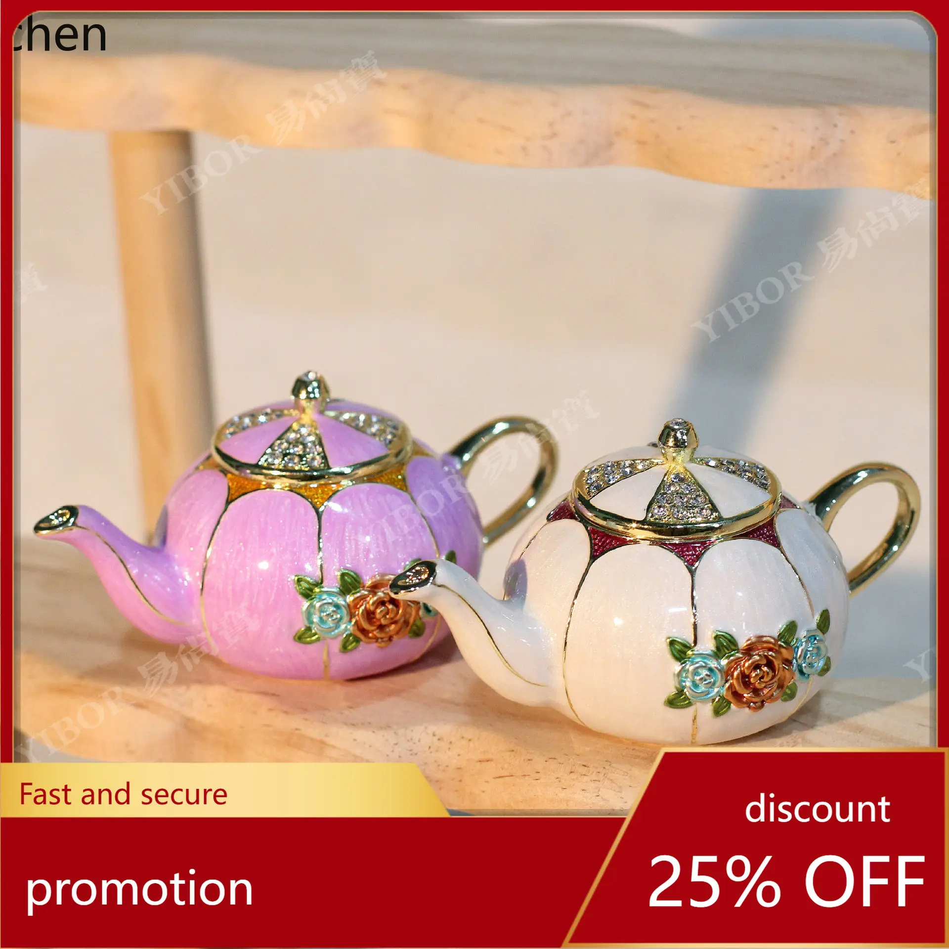 

H1 Enamel Jewelry Box, Vintage-Style Teapot, New Seven Treasures Handicraft, Holiday Gift, Home Decoration