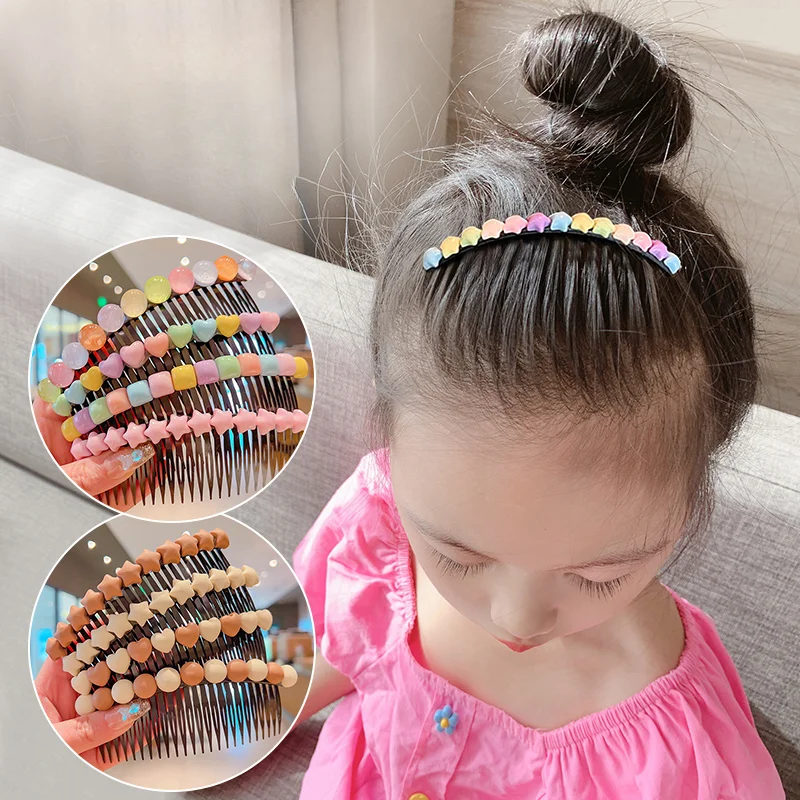 Baby Girls Cute Heart Star Hair Combs Hairpins Children Sweet Organize Hair Styling Tools Kids Lovely Acrylic Hair Accessories