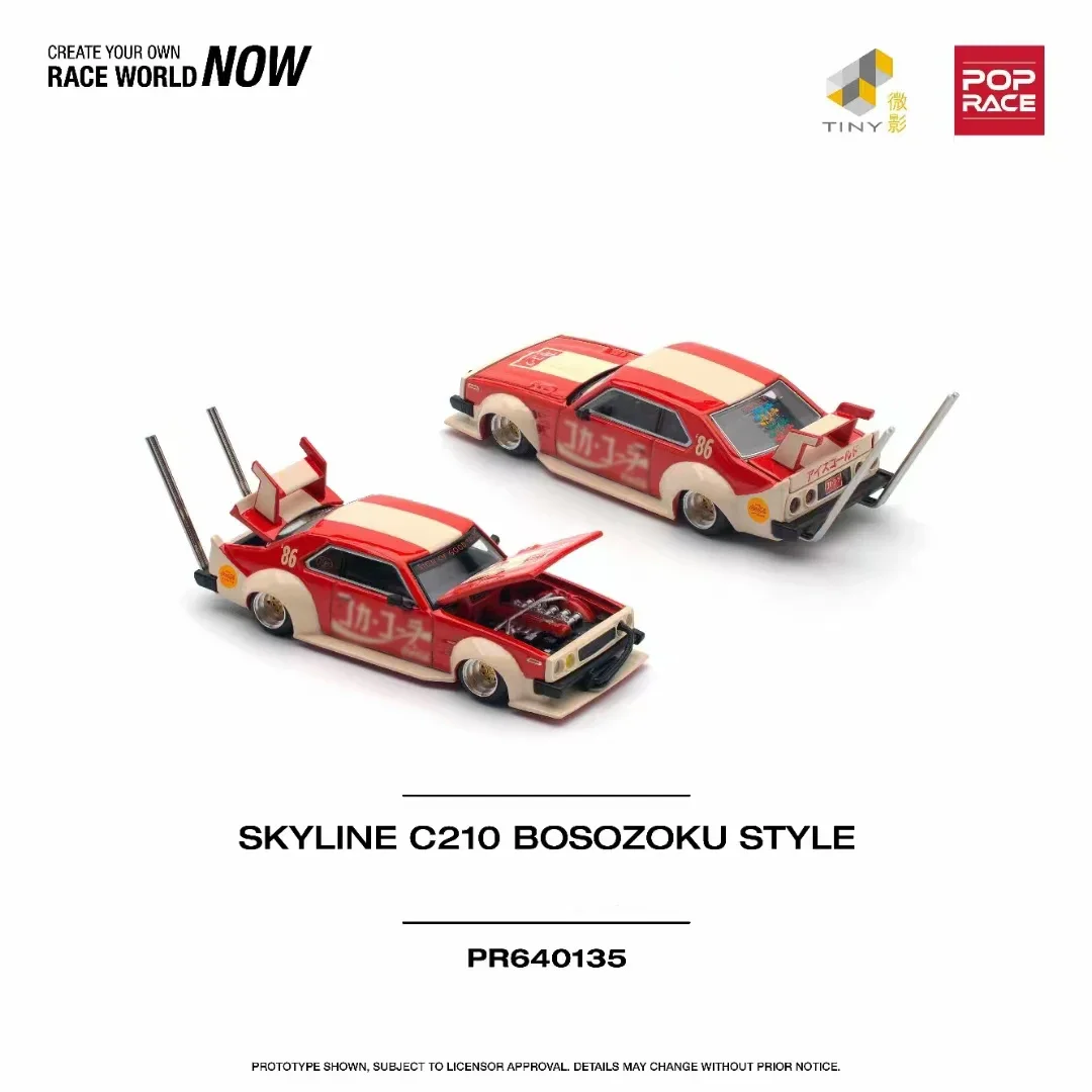 

Pop Race In Stock 1:64 Skyline C210 Kaido Racer Japanese Bosozoku Diecast Diorama Car Model Collection Miniature Toys