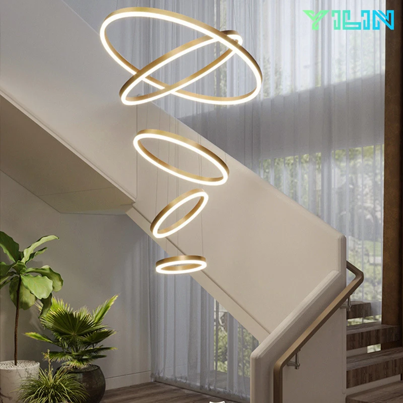 

Nordic LED Chandelier Minimalist Circular Ring Cord Pendant LED Ceiling Lamp Living Dining Room Lights Home Indoor Light Decor