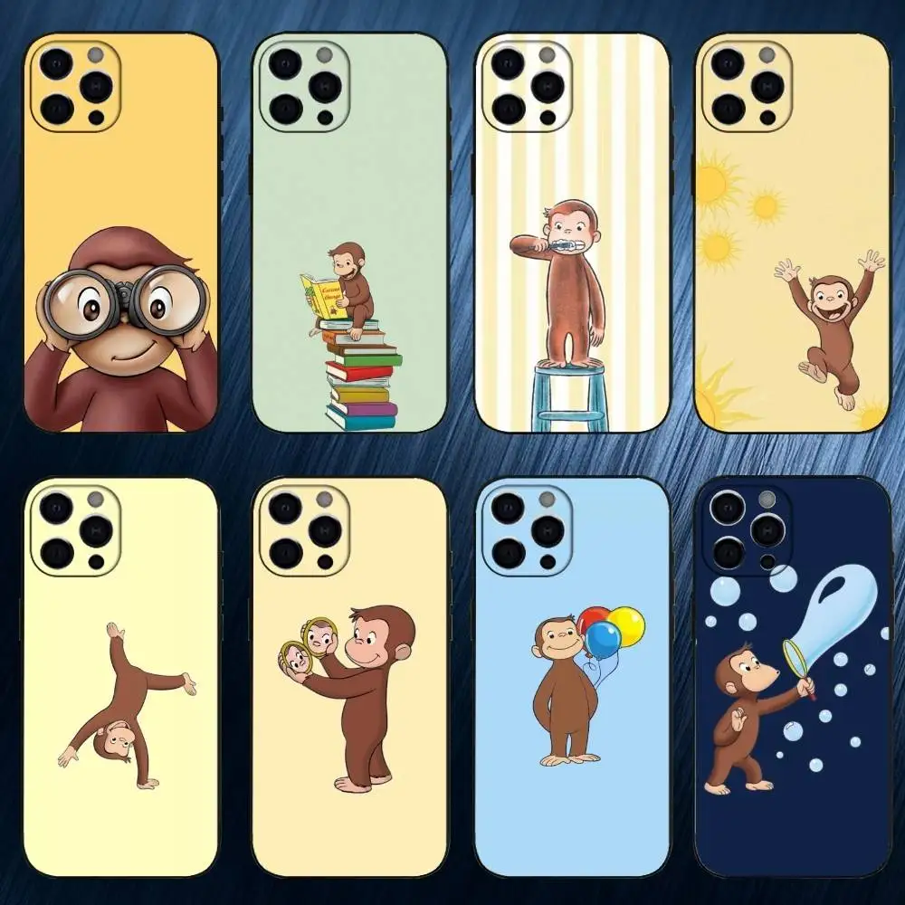 

Mokey CC-Curious G-George Phone Case For iPhone 17,16,15,14,13,12,11 Plus,Pro Max, Soft Silicone Black Cover