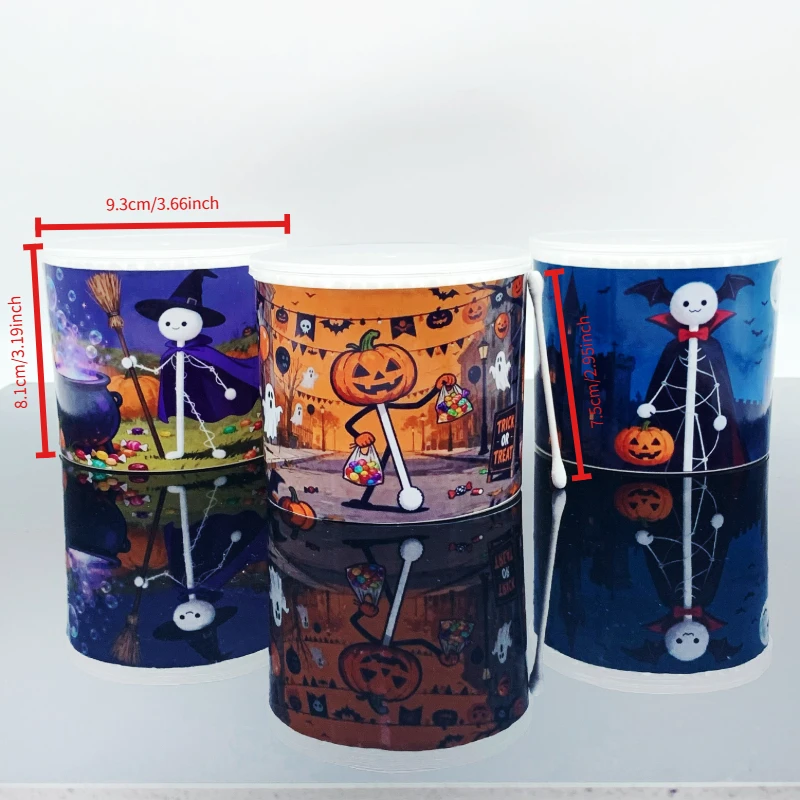 300 uds/600 Uds. Hisopos de algodón para adultos con temática de Halloween, doble cabeza, doble redondo y grueso, elementos creativos de estilismo para Halloween