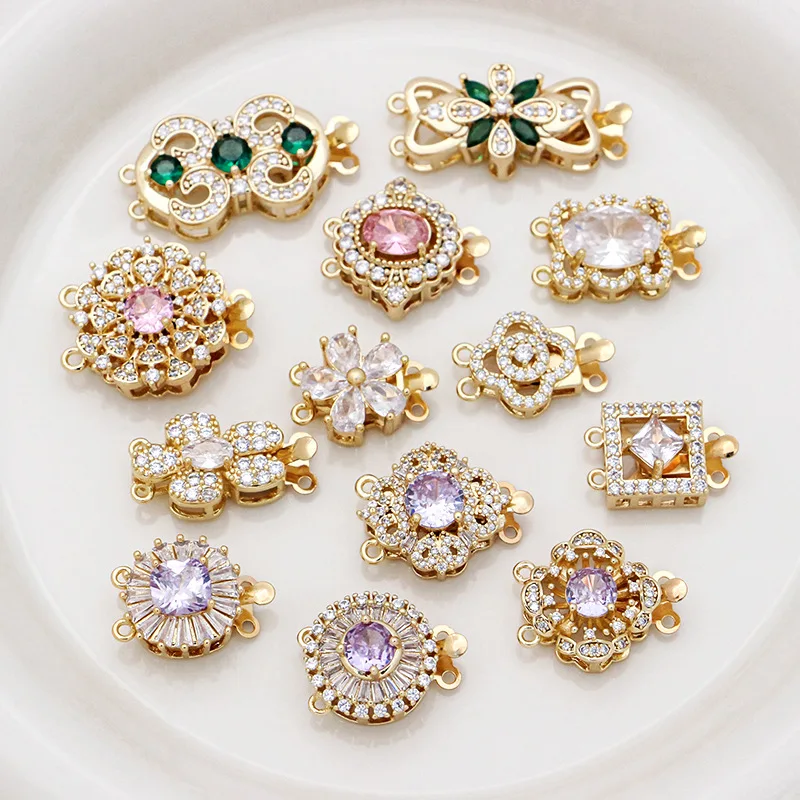 

1 Piece of Jewelry Connecting Clasp Micro-set Zirconia Pin Clasp Diy Pearl Necklace Bracelet Sweater Chain Accessories Wholesale