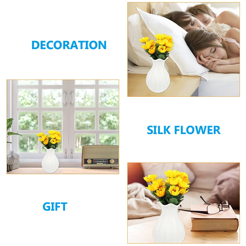 

Imitation Sunflower Bouquet Artificial Flowers For Home Wedding Party Decor Living Room Tabletop Yellow Floral Arrangement