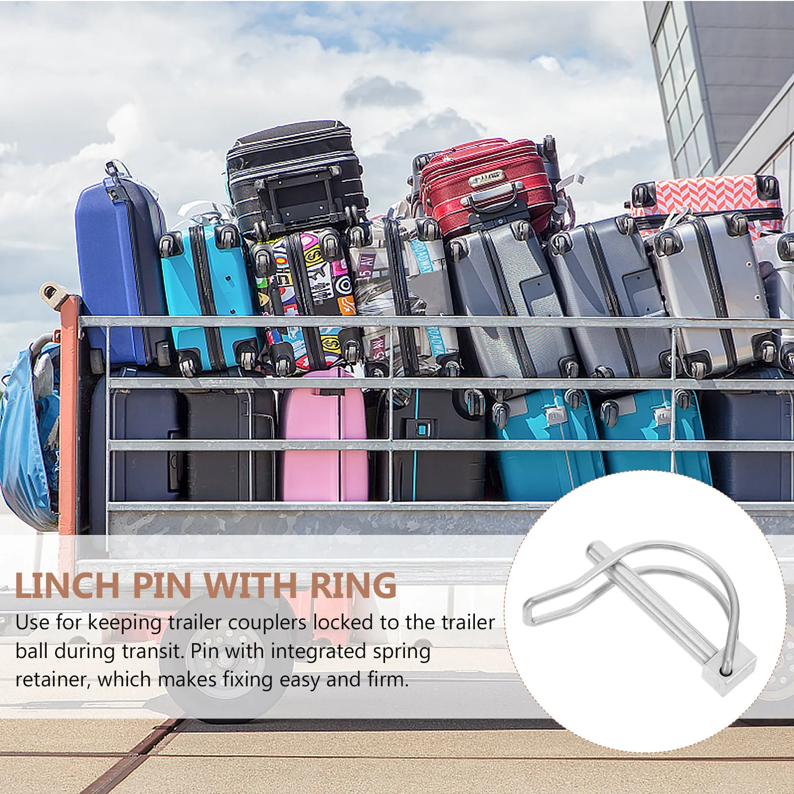 

2Pcs Safety Shaft Locking Hitch Pin Stainless Steel Quick Release Trailer Coupler Boat Lawn Farm Towing Lock Pin