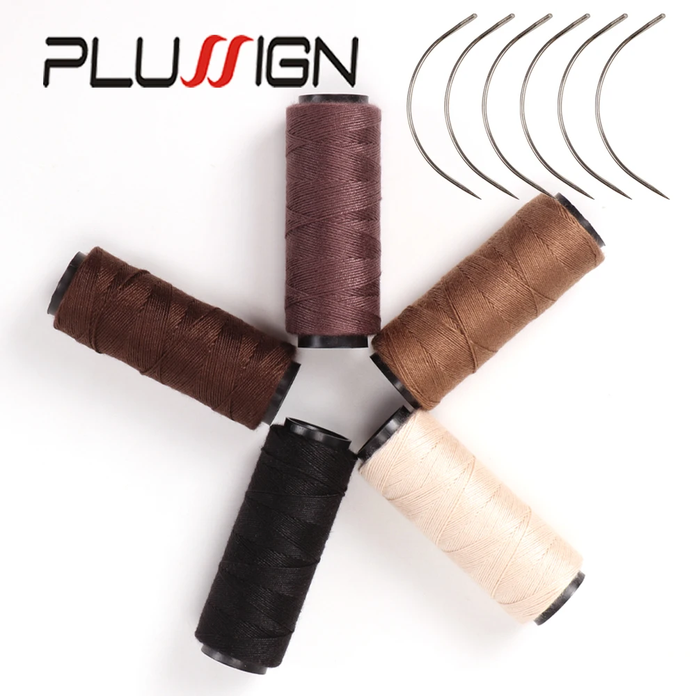 

5 рулонов 60-метровых ниток для плетения волос с 5 иглами C для ручного шитья, изготовления париков и уток волос, набор для наращивания волос, швейная нить