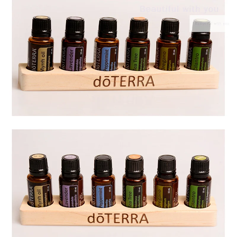 1 Stück ätherisches Öl Holzständer 6 Loch ätherisches Öl Lagerregal glatt für DoTERRA ätherische Öle Parfümflaschenhalter